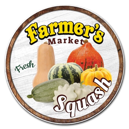Farmers Market Squash Circle Vinyl Laminated Decal
